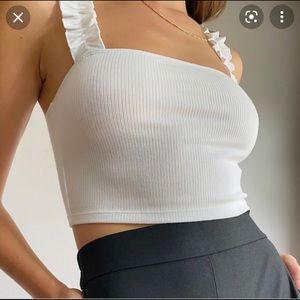 Small Sunday Best light yellow tank top w/ruffled straps